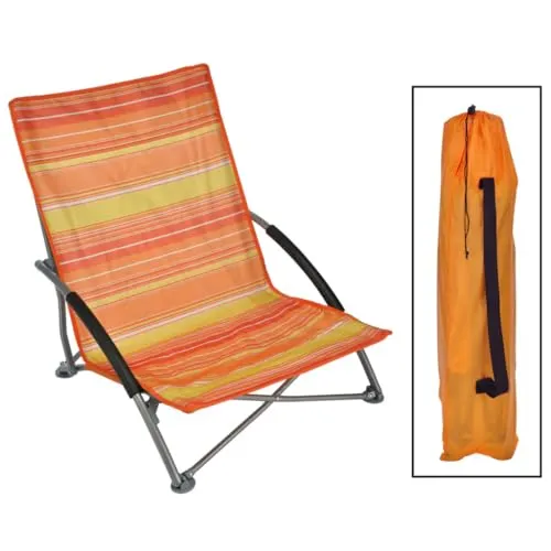 Haushalt International Strandstuhl LIDO klappbar - Orange/Gelb gestreift - Camping-Möbel, klappbarer Strandstuhl mit robustem Stahlgestell und einem auffälligen orange/gelb gestreiften Bezug für entspanntes Sitzen am Strand.
