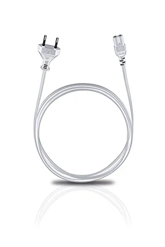 Oehlbach Powercord C7 / 500 - Netzkabel 2-polig mit Euro-Stecker (CEE7/16) - VDE geprüft - hochflexibel, hervorragende Kontaktsicherheit - 5m weiß