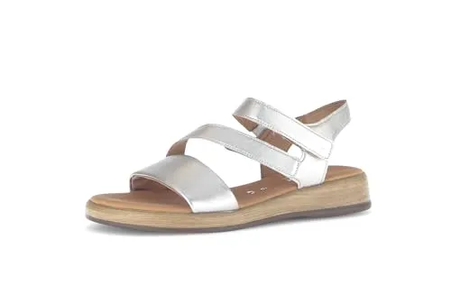 Gabor Comfort Sandalen Leder – Riemchensandale für Damen - Wanderschuhe in elegantem Metallic-Look mit Comfort Mehrweite für höchsten Tragekomfort. Ideal für Sommertage, Stadtbummel oder besondere Anlässe.