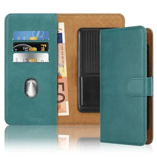 Cadorabo Klapphülle kompatibel mit Google Pixel 2-Handyhülle mit Kartenfach, 360 Grad Schutzhülle zum klappen- Flip Case Book Cover PU Leder Handytasche klappbar TÜRKIS