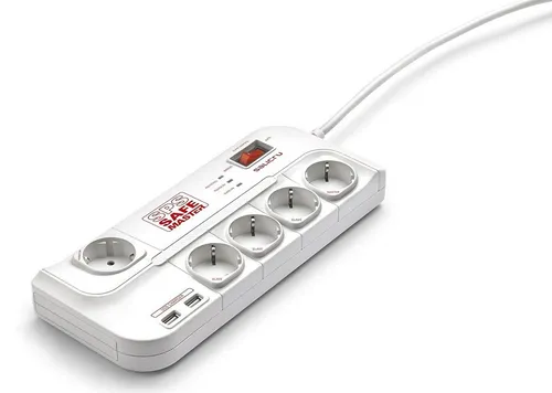 SALICRU SPS SAFE Master - Überspannungsschutz mit 918 J, 5 AC-Ausgängen, 1 ms Reaktionszeit und 1,8 m Kabellänge