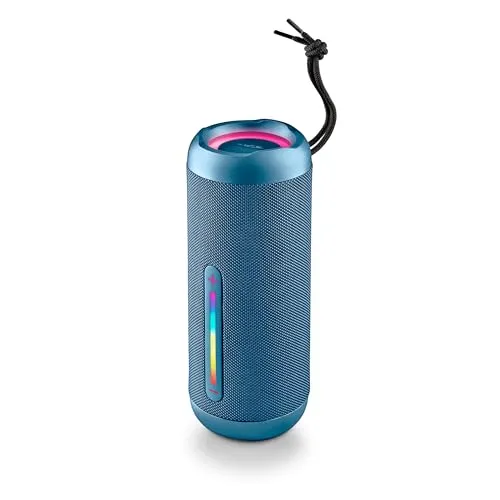 NGS Roller Furia 2 - Tragbarer Bluetooth Lautsprecher Blau - Tragbarer Lautsprecher mit Bluetooth 5.3, 30 W Leistung und IPX7 wasserdicht. Perfekt für drinnen und draußen, mit bis zu 9 Stunden Akkulaufzeit und der Möglichkeit, zwei Lautsprecher zu koppeln.