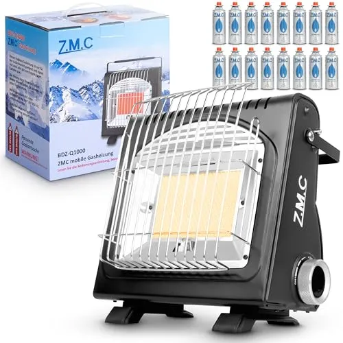ZMC Heizstrahler 2in1 Camping Gasheizung 1,7KW - Heizstrahler für vielseitige Anwendungen beim Campen oder im Garten, bietet 1,7 kW Leistung und komfortable Piezozündung für sicheres Anzünden.