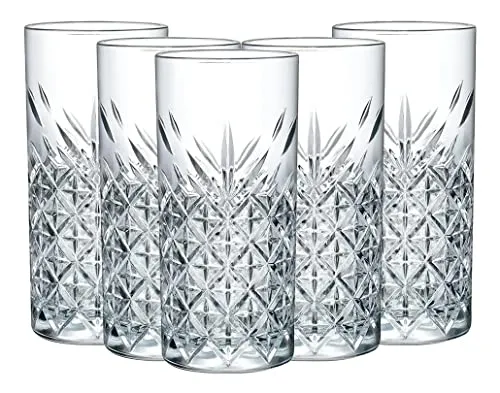 Pasabahce, Longdrink Gläser 4 Stück in der Box, im Vintage Style, zeitlos und stabil, ca. 295 ml Fassungsvermögen (bis zum oberen Rand)