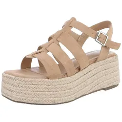 Ital-Design Moderne Plateau-Sandaletten für Damen – ideales Sommer-Design Plateausandaletten (89852971) Keilabsatz/Wedge Keilsandaletten in Hellbraun braun 38 EU