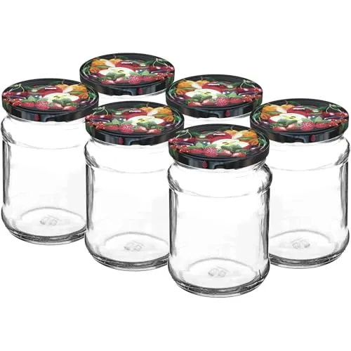 lilawelt24 6er-Set Konfitüregläser 250ml mit Twist-Off-Deckeln Einmachgläser für Marmelade, Honig, Gewürze, Vorratsgläser Marmeladengläser|Joghurtgläser Weckgläser Tulpenglas Dessertglas
