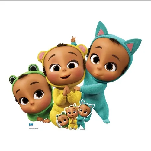 Triplets Boss Baby Fred (Blue), Rick (Yellow) and Frede Boss Baby Pappaufsteller