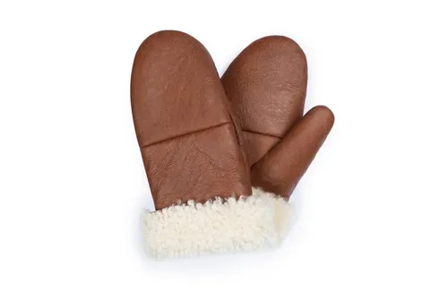 Valcuer 1887 Fäustlinge COZY MITTEN aus Lammfell – warme Unisex Handschuhe in Cognac