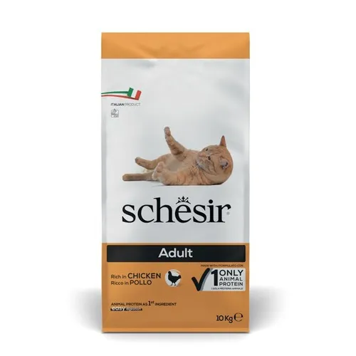 SCHESIR Adult Rich in Chicken - Trockenfutter für Katzen - Katzenfutter mit hohem Geflügelanteil, reich an Proteinen für eine gesunde Ernährung und vitalen Lebensstil.