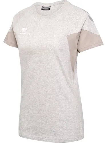 Hummel Damen Hmltravel S/S Woman T-Shirt, Light Grey Melange, XS EU