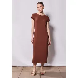 Street One Studio Damen F144577 Strick-Look Kleid, Sienna Brown, 38 - Kleider für Damen: Knielanges, ärmelloses Kleid mit Rundhalsausschnitt und seitlichen Schlitzen, ideal für einen lässigen Look und bequem durch den Viskosemix mit Stretchanteil.