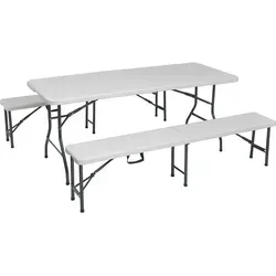 Klappbare Bierzeltgarnitur Taloga 3-teilig aus Kunststoff 180 cm