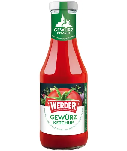 Werder Gewürz-Ketchup 450ml Glasflasche Ketchup Steak Pommes (13,31 EUR/l)