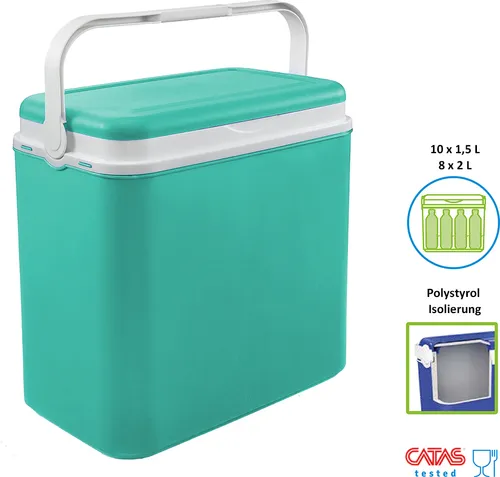 Kreher 36L Passive Kühlbox in Türkis - Kühltaschen & -boxen, stylisches Design, ideal für Picknick und Reisen, sorgt für langanhaltende Frische dank hochwertiger thermischer Isolierung.
