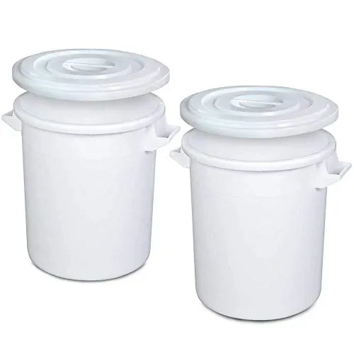 BRB 2X Kunststofftonne 100 Liter mit Deckel - Materialtransport, lebensmittelechte, stabile Ausführung aus PE-HD, kälte- und hitzebeständig, ideal für Industrie und Nahrungsmittel.
