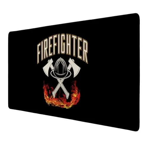 Feuerwehrhelm FIREFIGHTER Schreibtischunterlage 89x40cm XXL Mauspad für Feuerwehrleute Perfekte Tischunterlage mit lustigem Spruch für Feuerwehr-Fans