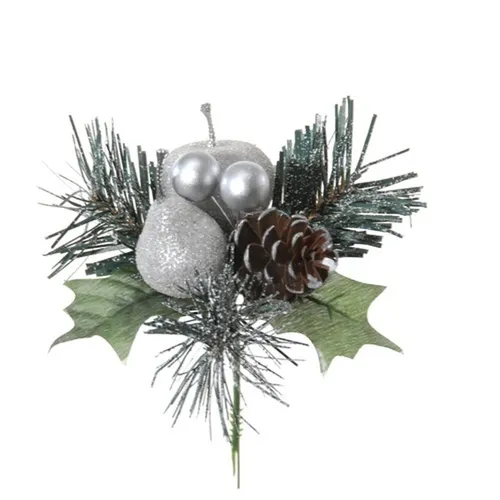 artplants Kunst Gesteck Apfel, Birne, Kiefer Hermosa, Silber, 20cm, Ø12cm