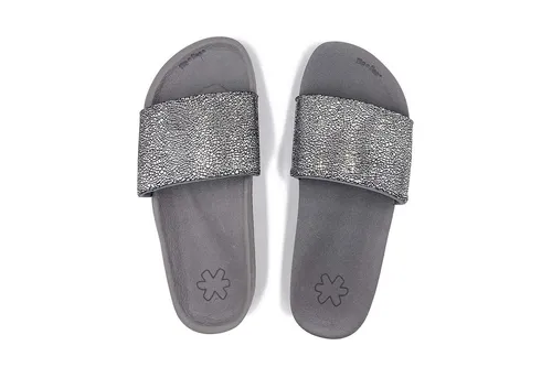 flip*flop Pool Metallic Cracked Damen Sandalen, Grau (steel 0170), 36 EU - Damen-Hausschuhe mit bequemem Fußbett und super leichtem Design für entspanntes Tragen den ganzen Tag.