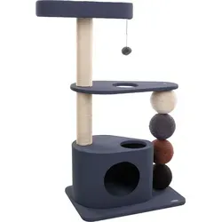 Flamingo Kratzbaum Horacio in Blau - Hochwertiger Kratzbaum mit Sisal-Kratzstamm und gepolstertem Liegekorb für optimalen Komfort, ideal für Katzenliebhaber, die ihren Haustieren einen Spielplatz bieten möchten.