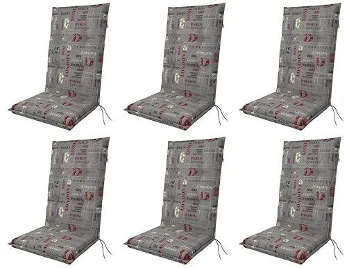 Gardissimo 6x Hochlehner Gartenstuhl Auflagen 120x50x8cm grau - Auflagen & Polster, Luxus Hochlehner Auflagen für perfekten Sitzkomfort, ideal für alle Gartenmöbel und in Europa gefertigt.