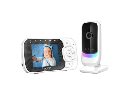 Hubble Nursery Pal Essential Weiß Video Babyphone - Babyfone mit 2-Wege-Kommunikation und Nachtsicht, ideal für die sichere Überwachung Ihres Babys bis 300m.