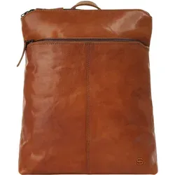 Spikes & Sparrow Rucksack Damen 021101 cognac - Eleganter City-Rucksack aus robustem 100% Rindleder mit durchdachter Organisation; ideal für den täglichen Gebrauch dank zwei Hauptfächern, Smartphonefach und praktischem Rückholbändchen für Schlüssel.
