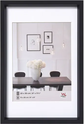 Walther Design Bilderrahmen schwarz 50 x 70 cm mit Passepartout - Wand- & Tischbilderrahmen, hochwertiger Kunststoffrahmen mit schrägschnitt Passepartout für elegante Präsentation Ihrer Bilder.