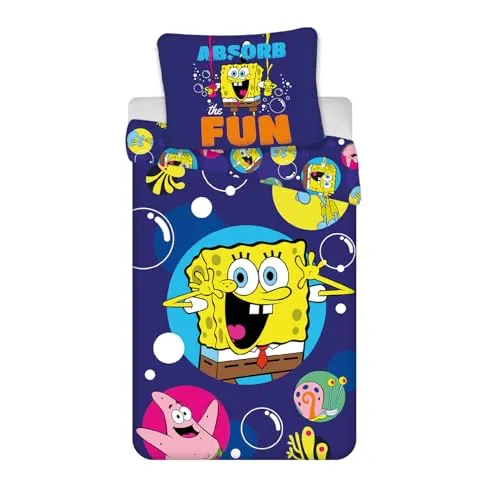 Spongebob Schwammkopf Babybettwäsche SpongeBob Babybettwäsche, 100x135 cm, Blau, 100% Baumwolle