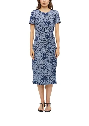 s.Oliver Jerseykleid in Midilänge mit Knotendetail in blau von s.Oliver