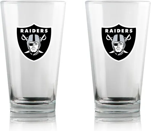 Las Vegas Raiders Pint Gläser Set (2 Stk) 475 ml - Stylisches Set mit 2 Pint Gläsern für Fans der Las Vegas Raiders. Ideal für gemütliche Abende oder Partys, um dein Lieblingsgetränk stilvoll zu genießen.