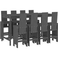 vidaXL 9-tlg. Gartenbar-Set aus massivem Kiefernholz - Gartenmöbel-Set für gesellige Stunden im Freien, gefertigt aus robustem Kiefernholz mit bequemen Barhockern und einer stabilen Tischplatte für optimale Entspannung.