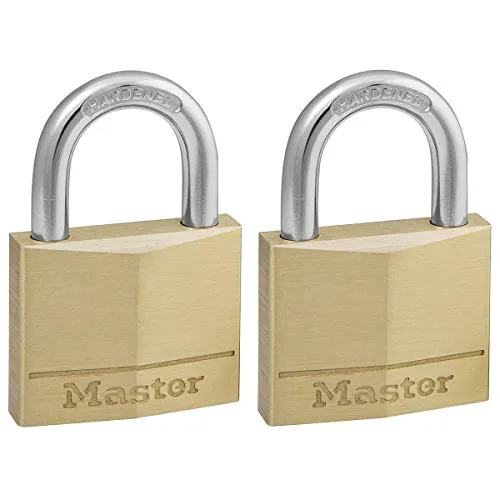 MASTER LOCK 140EURT 2 VORHÄNGESCHLÖSSER 40MM VOLLMESSING STAHLBÜGEL 22MM