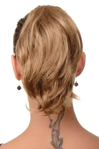 Haarteil Zopf Extension Dunkelblond kurz wilder Look Butterfly-Klammer T6545-22