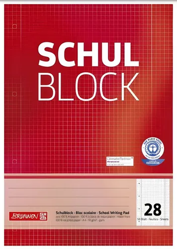 BRUNNEN Schulheft BRUNNEN Schulblock A4 Lineatur 28 50 Blatt Recyclingpapier 105260801