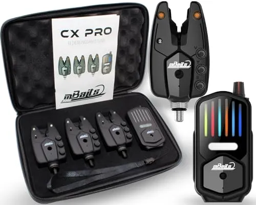 Angel-Berger Magic Baits CX Pro Funk Bissanzeiger Set 3+1 - Bissanzeiger für Karpfenangeln mit mehrfarbiger LED-Anzeige und Nachtlichtfunktion für optimale Sichtbarkeit bei allen Bedingungen.