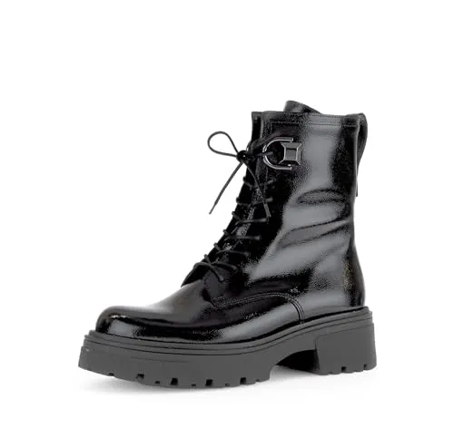 Gabor Damen Chelsea Boots - Flache Stiefeletten für jeden Anlass - Elegante Chelsea Boots aus Lack mit flachem Absatz. Ideal für den Alltag, bieten sie hohen Tragekomfort und eine perfekte Passform. Mit praktischem Reißverschluss und flauschigem Innenfutter.