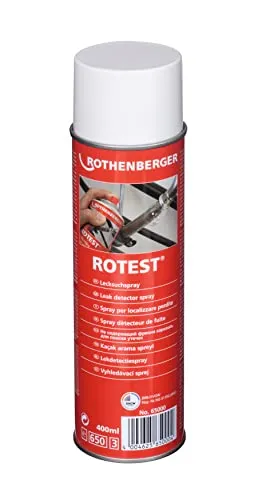ROTHENBERGER Industrial RoTest Lecksuchspray 400 ml | Schnelles und sicheres Auffinden von Leckagen | Lecksucher | Auffinden von Undichtigkeiten an Gasleitungen & Druckleitungen 65000