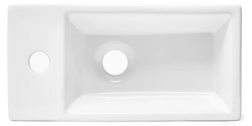 Swiss Aqua Technologies Brevis Handwaschbecken mit Hahnloch Links 40,5 cm x 20,5 cm weiß