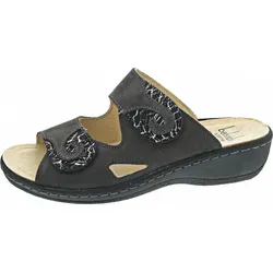 Belvida Damen Pantolette in Grau, Größe 40 - Clogs für Damen mit Lederdecksohle und Wechselfußbett, ideal für lose Einlagen und mit flexibler Laufsohle für hohen Tragekomfort.