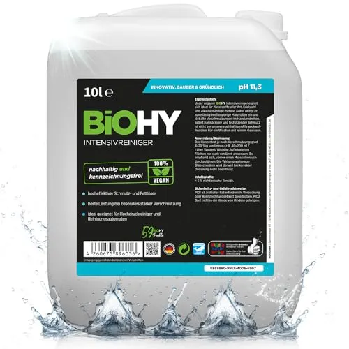 BiOHY Intensivreiniger Universal 10L | Hocheffektiver Allzweckreiniger für Hochdruckreiniger - Allzweckreiniger in 10L Kanister, extra stark und nachhaltig. Ideal für glatte Oberflächen – entfernt hartnäckige Verschmutzungen schnell und schonend.