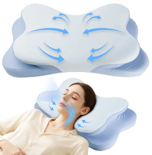 Esun Kopfkissen Nackenkissen Memory Foam, Ergonomisches Nackenkissen für jeden Schlaftyp - Ergonomisches Kopfkissen aus hochwertigem Memory Foam, das sich perfekt an Kopf und Nacken anpasst. Der atmungsaktive Bezug sorgt für angenehmen Schlafkomfort. Ideal für Rücken-, Seiten- und Bauchschläfer.