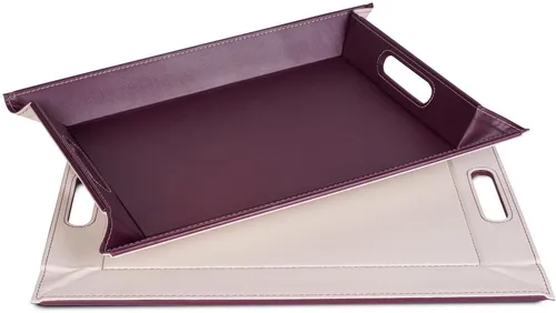 freeform Tablett DUO - 2-farbiges Wendetablett - Tablett und Tisch-Set in einem, wendbar und pflegeleicht, ideal für platzsparendes Verstauen, in elegantem pflaume und elfenbeinfarben.
