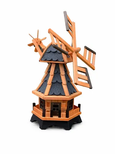 Holzdekoladen Deko-Windrad 70 cm – Handgefertigte Garten-Windmühle