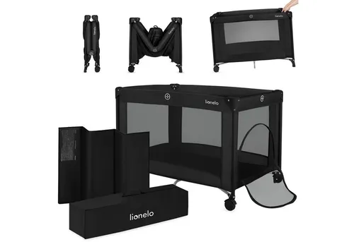 lionelo Reisebett AMELIE (Set, Reisebett / 2-cm-Matratze / Tragetasche) Kompakt/leicht/2cmMatratze/Seiteneingang/Netzseiten