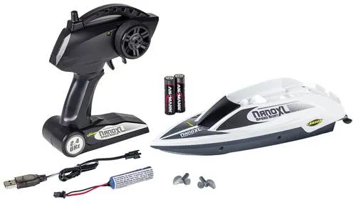 Carson Modellsport Speed Boat Nano XL RC Motorboot 100% RtR - RC-Modelle: Wendiges 270mm Motorboot mit 2.4 GHz Fernsteuerung und integrierter Sicherheitsschaltung für sicheres Fahren im Wasser. Ideal für Pools und Bäder!