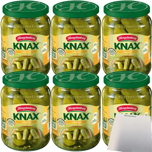 Hengstenberg Knax Gewürzgurken mild-süß 6er Pack 6x360g ATG Glas usy Block