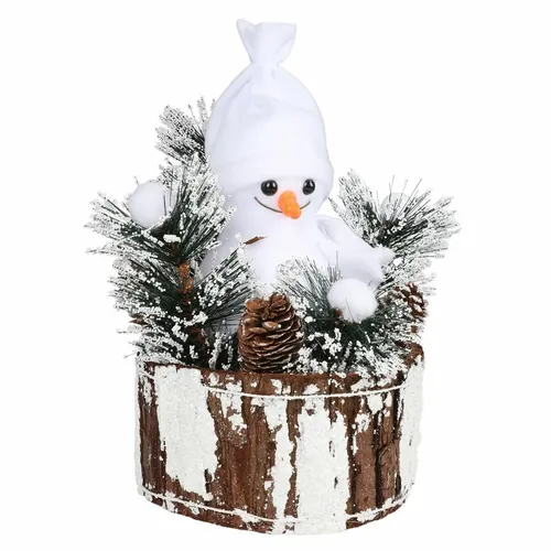 Deko-Schneemann auf Baumstumpf Styropor Dekoration Weihnachten Winter Innendeko