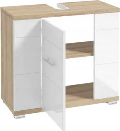 Waschtischunterschrank mit Siphonausschnitt 70x62,5x31,5cm Sonoma Eiche Weiß Rita
