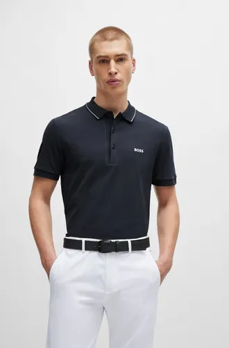 BOSS Herren Paule 4 Polo - Dark Blue402, M EU - Hochwertiges Poloshirt aus elastischer Baumwollmischung in slim fit. Ideal für stilvolle Freizeitlooks mit Polokragen und drei Knöpfen.