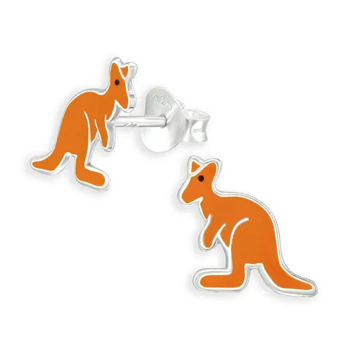 Känguru Kinder Ohrringe aus 925 Silber für Mädchen Damen in braun von Monkimau